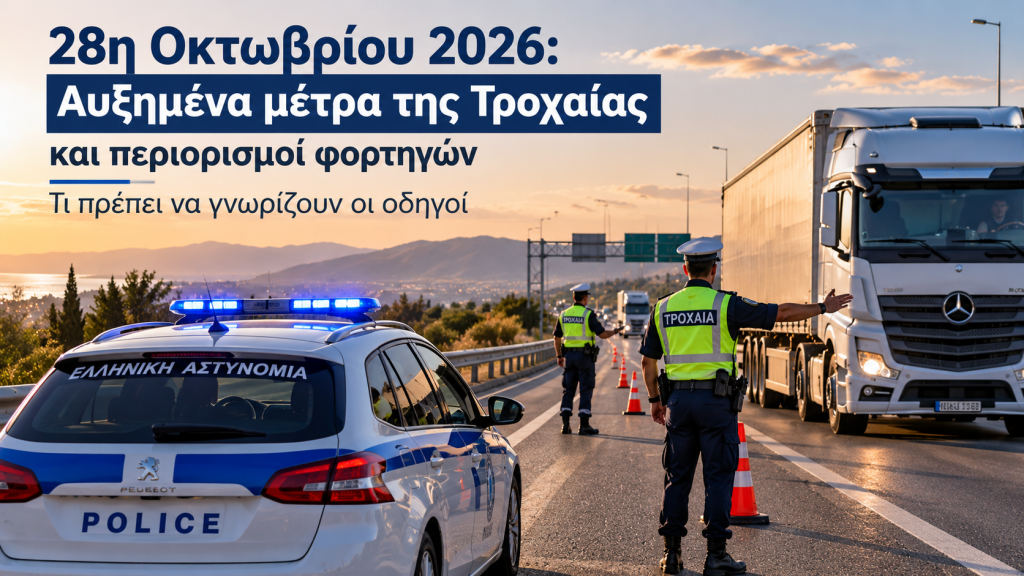 28η Οκτωβρίου 2026: Αυξημένα μέτρα της Τροχαίας και περιορισμοί φορτηγών – Τι πρέπει να γνωρίζουν οι οδηγοί